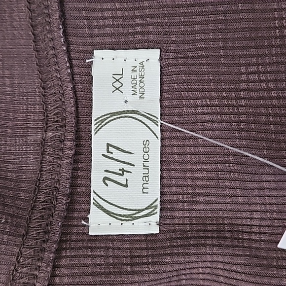 Maurices Brown Henley Long Sleeve Tee with Pink, Rust, and Off-white Stripes NWT - Picture 13 of 14